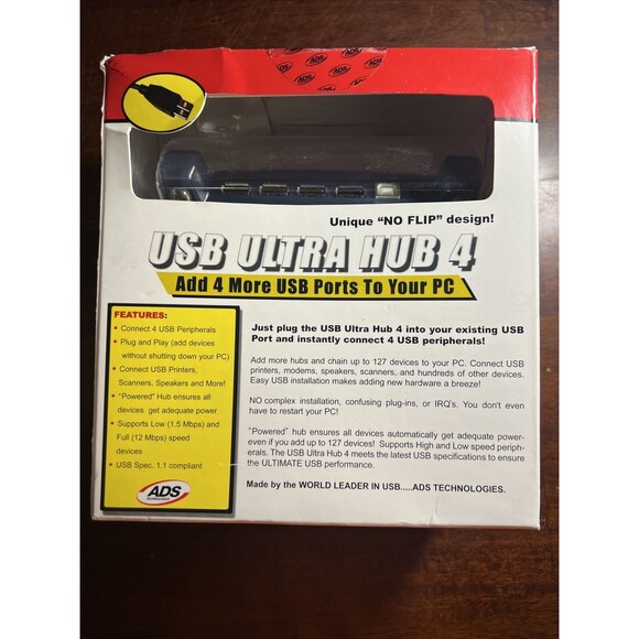 USB Ultra Hub 4 (Powered) - ADS Technologies PC or MAC - NEW IN FACTORY BOX - Picture 3 of 6